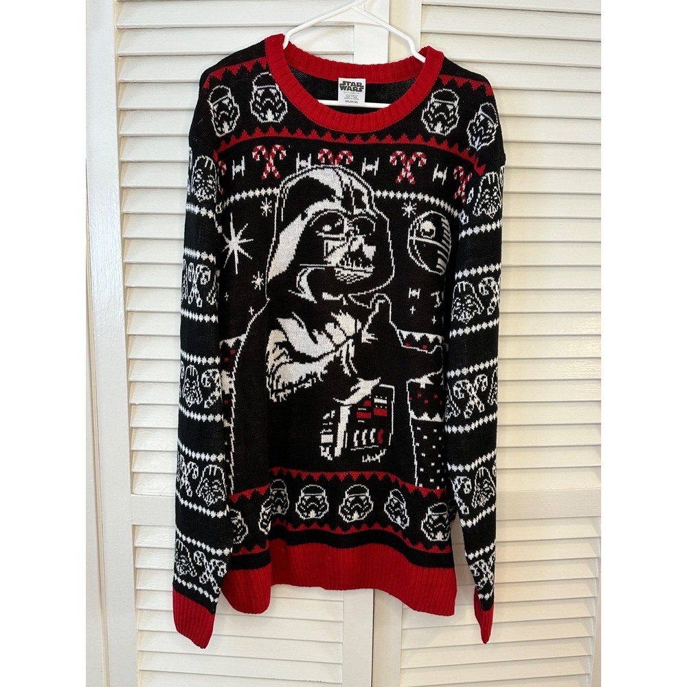 Star Wars Men's Size 2XL Darth Vader Ugly Christmas Sweater Death Star